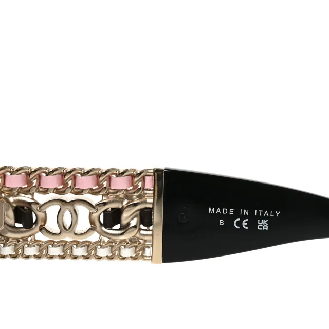 Chanel Acetate Calfskin Chain CC Sunglasses 5536-Q-A Black in Black Calfskin from FASHIONPHILE, photo 6 of 7