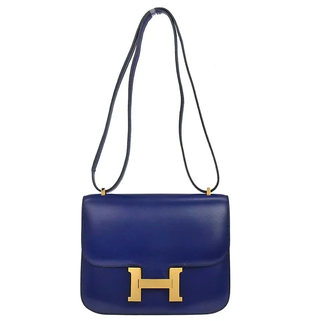 Hermès Blue Saphir Box Calf Constance 18 Shoulder Bag in Blue Box leather from AMORE Vintage Tokyo