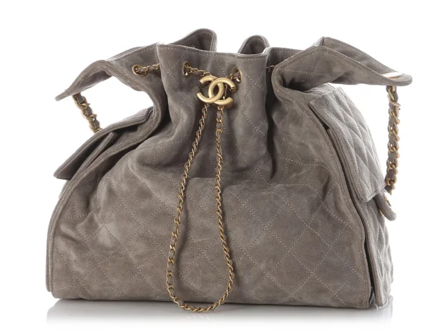 Chanel Medium Gray Suede 25 Bag in Grey Suede from Ann's Fabulous Finds, photo 2 of 9