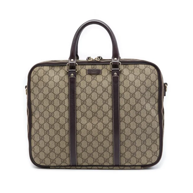 Beige Gucci GG Supreme Business Bag in Beige Coated canvas from Designer Revival