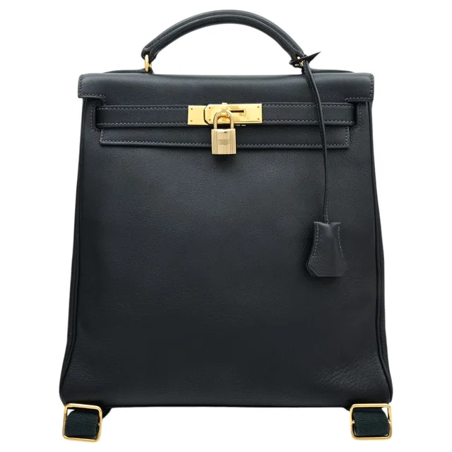 Hermès 1997 Kelly Ad GM Blue Indigo in Blue Swift leather from VINTAGE QOO TOKYO