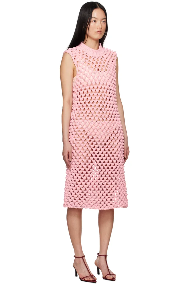 Jil Sander Pink Sleeveless Crewneck Midi Dress, photo 2 of 4 from SSENSE