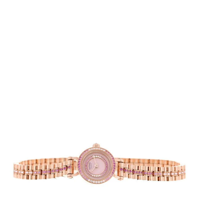 Hermès 18K Rose Gold Diamond Pink Sapphire 16mm Faubourg Quartz Watch in Pink from FASHIONPHILE, photo 2 of 5