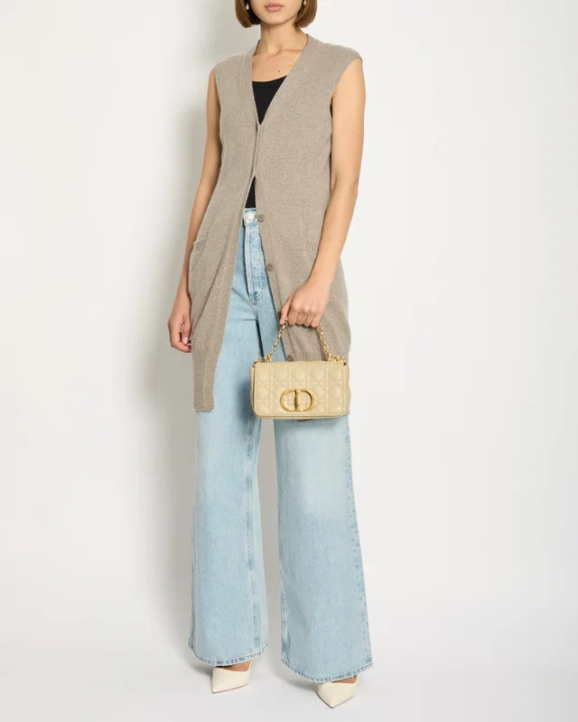 Loro Piana Grey Cashmere Longline Sleeveless Cardigan IT 42 (UK 10) in Grey Cashmere from Sellier