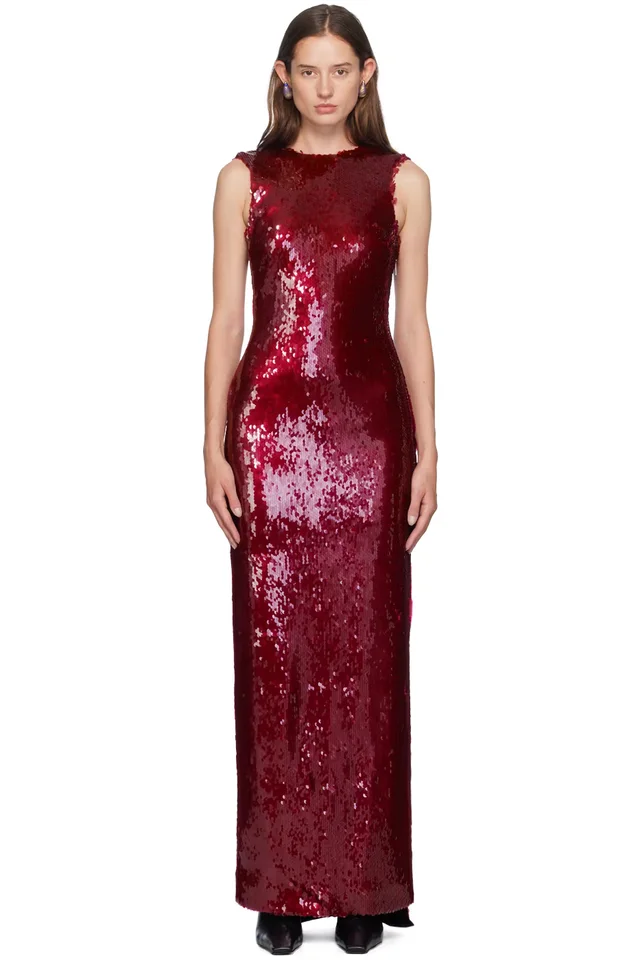 16Arlington Burgundy Simm Gown Maxi Dress, image 1 of 1 from SSENSE