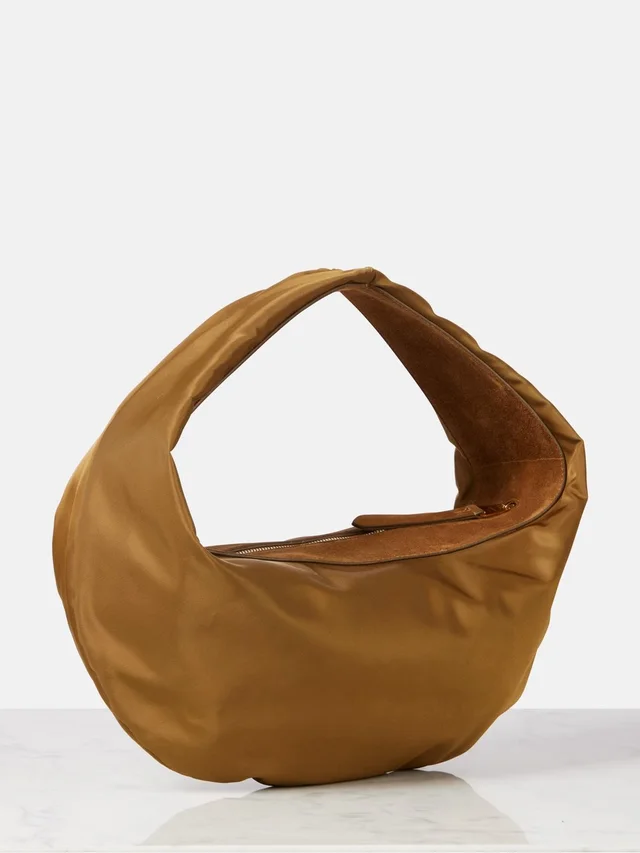 Khaite Olivia Suede-Trimmed Crescent Shoulder Bag In Brown in brown|neutral Suede from Poshmark