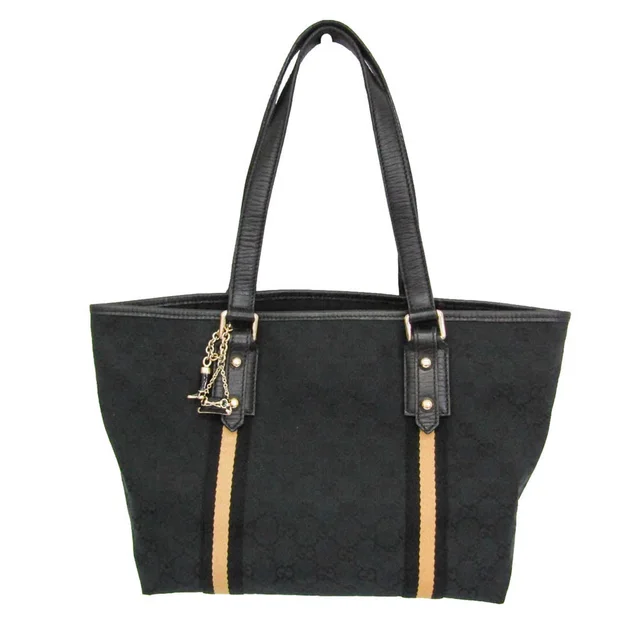 Gucci Sherry Line 137396 Women's GG Canvas,Leather Tote Bag Black in Black GG canvas , Leather from Elady