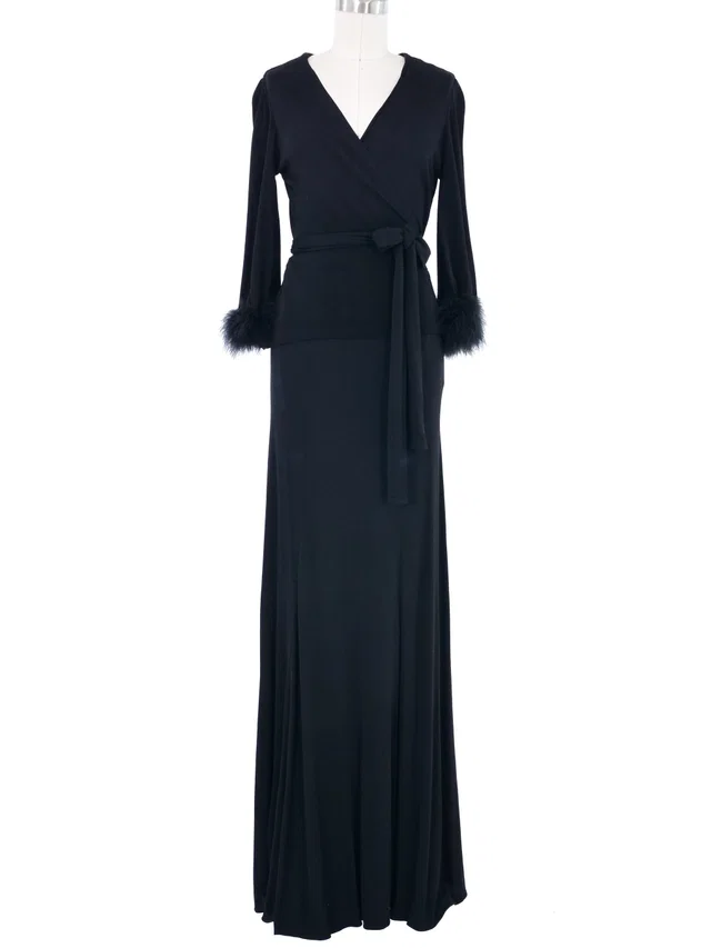 Saint Laurent Marabou Trimmed Jersey Evening Ensemble from Arcade Vintage