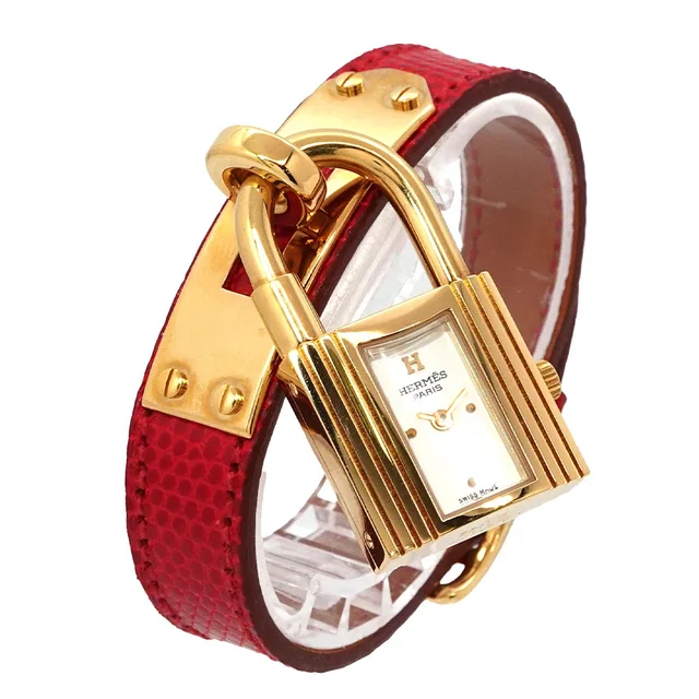 Hermès Kelly Watch Vintage Women's Watch White Red Quartz Watch with Padlock Kelly Watch in White Lizard from Luxury Promise