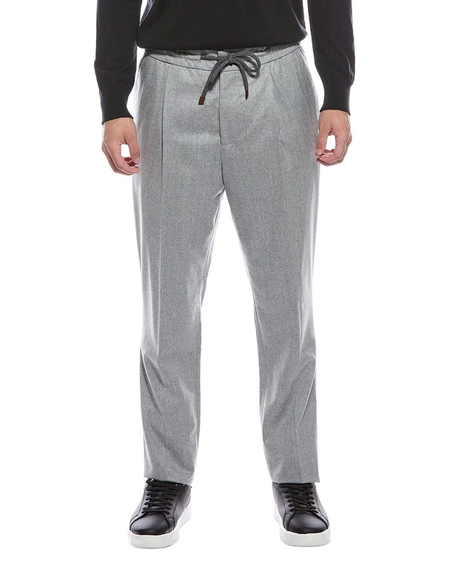 Brunello Cucinelli Pleated Leisure Fit Wool Drawstring Pant, image 1 of 1 from Gilt