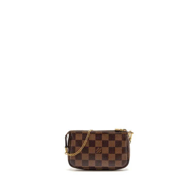 Louis Vuitton mini pochette accessories Damier Ebene Canvas/Leather GHW in Brown Canvas from EMIER