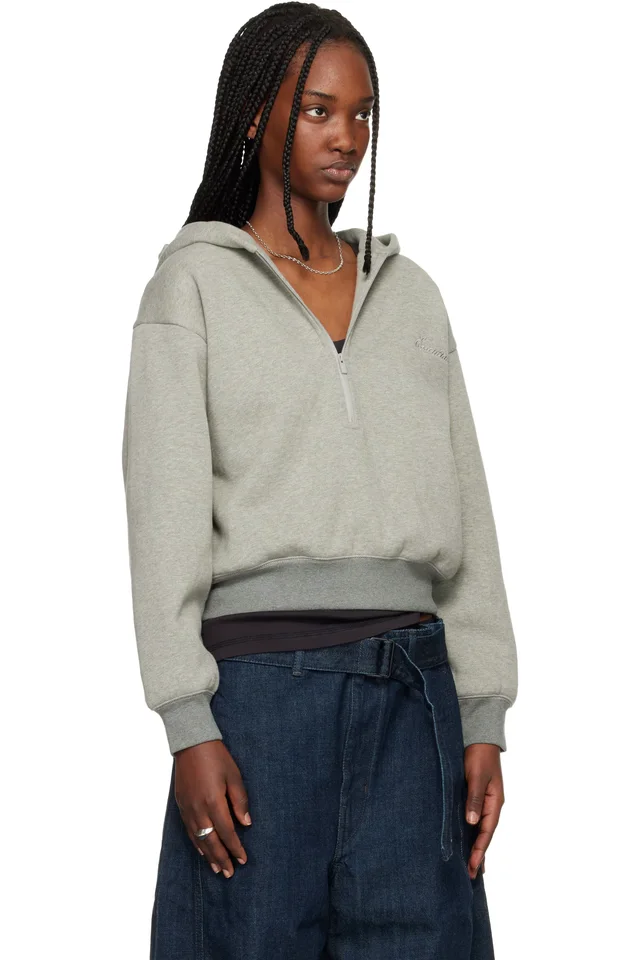 Fear of God ESSENTIALS Gray Signature Classic Half Zip Hoodie, photo 2 of 4 from SSENSE