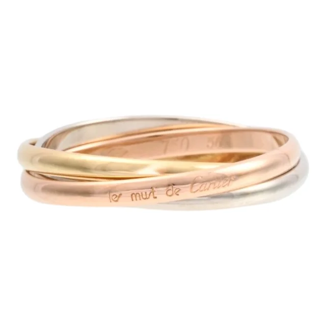 Cartier 18K Trinity Ring #56 Yellow Gold/Pink Gold/White Gold in White from VINTAGE QOO TOKYO, photo 2 of 2