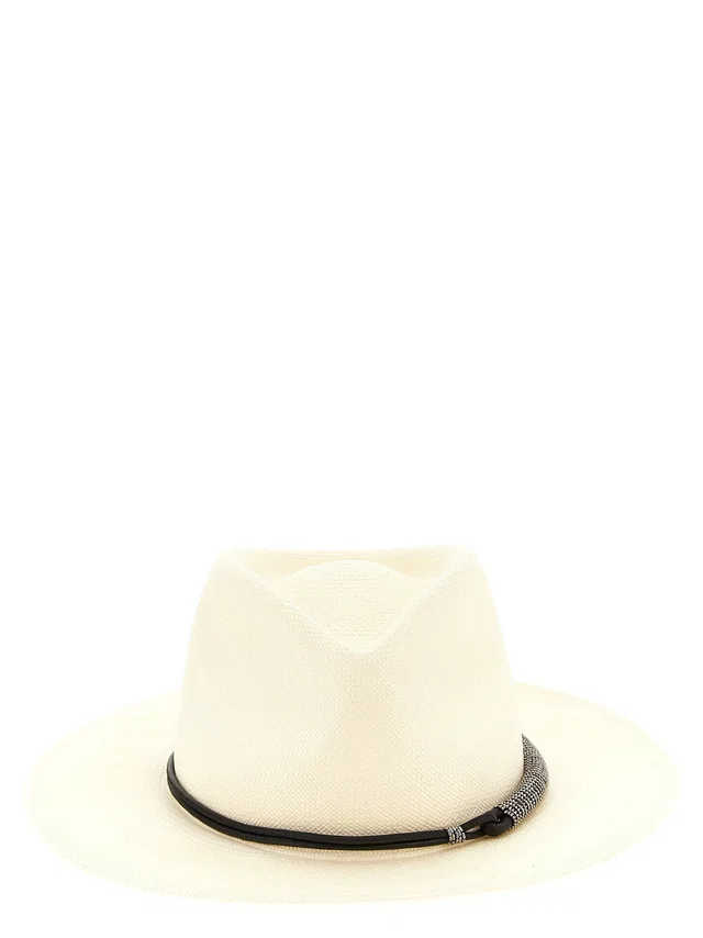 Brunello Cucinelli Fedora — Cream Fedoras in White Woven leather from HEWI