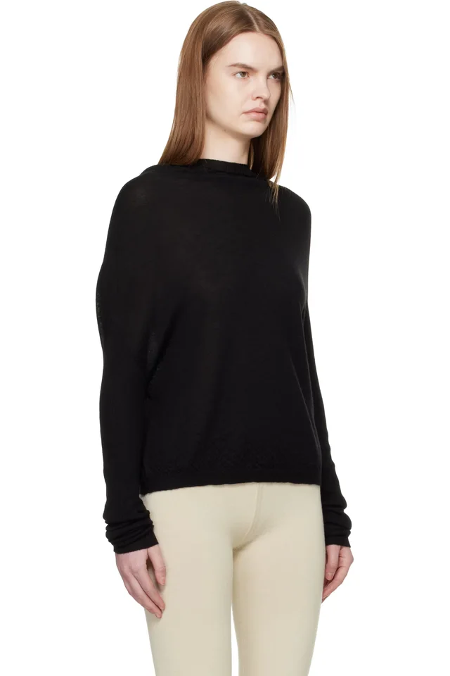 Rick Owens Black Temple Crater Knit Sweater, photo 2 of 4 from SSENSE