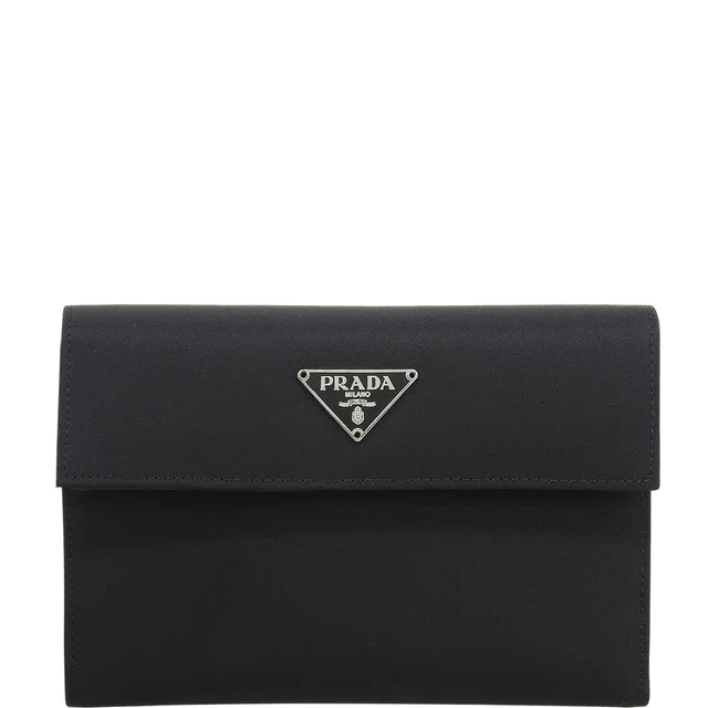 Prada Nylon Logo Plate Wallet Black in Black Nylon from VINTAGE QOO TOKYO