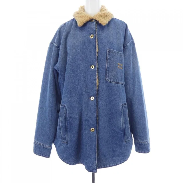 Miu Miu Logo Denim Jacket in Denim from The Reluxe