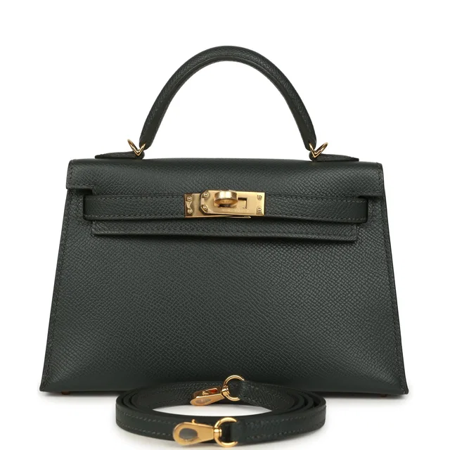 Hermès Kelly Sellier 20 Vert Mangrove Epsom Gold Hardware in Green Epsom leather from Madison Avenue Couture