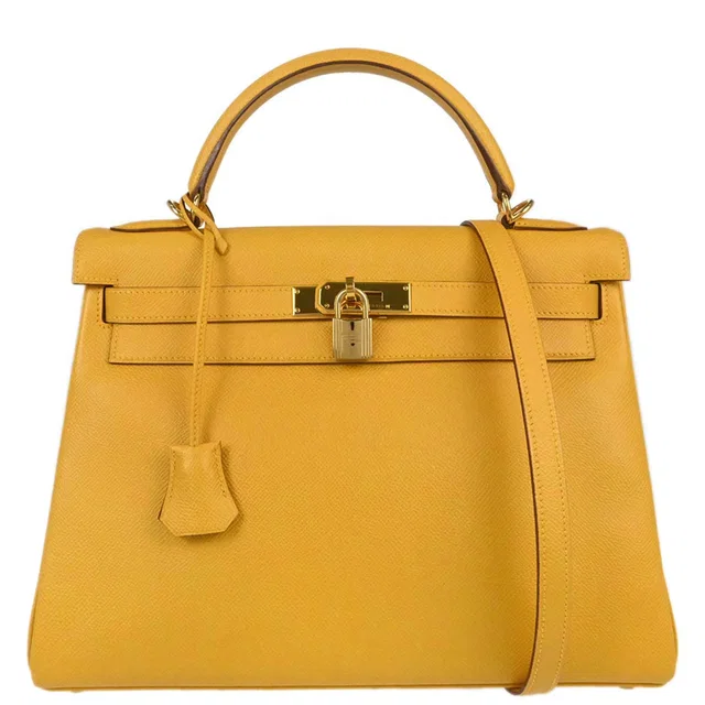 Hermès Jaune Courchevel Kelly 32 Retourne 2way Shoulder Handbag in Yellow Leather from AMORE Vintage Tokyo