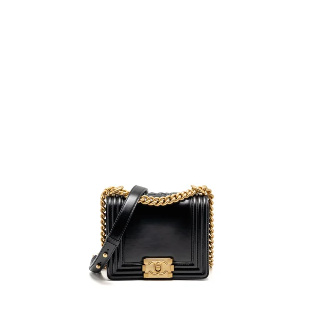 Chanel square boy bag calfskin black GHW (microchip) in Black Calfskin from EMIER
