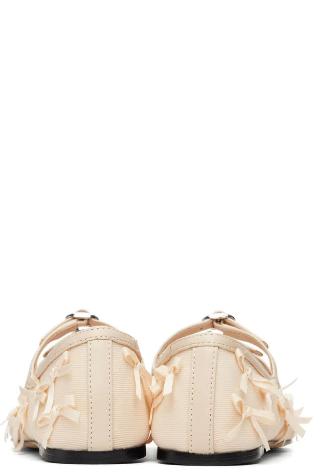 Marc Jacobs Beige 'The Bow Mesh Kiki' Ballerina Flats, photo 2 of 5 from SSENSE