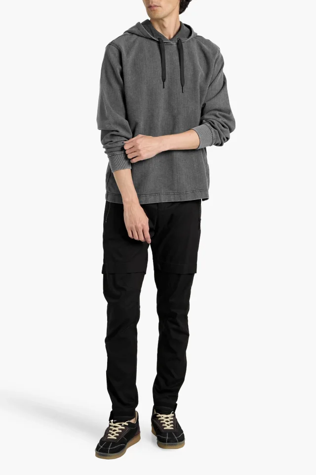 Rag & Bone Stride Faded French Terry Cotton-Blend Hoodie in Charcoal, photo 2 of 4 from THE OUTNET