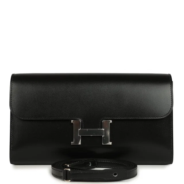 Hermès Constance Wallet To Go Black Box Palladium Hardware in Black Calfskin from Madison Avenue Couture