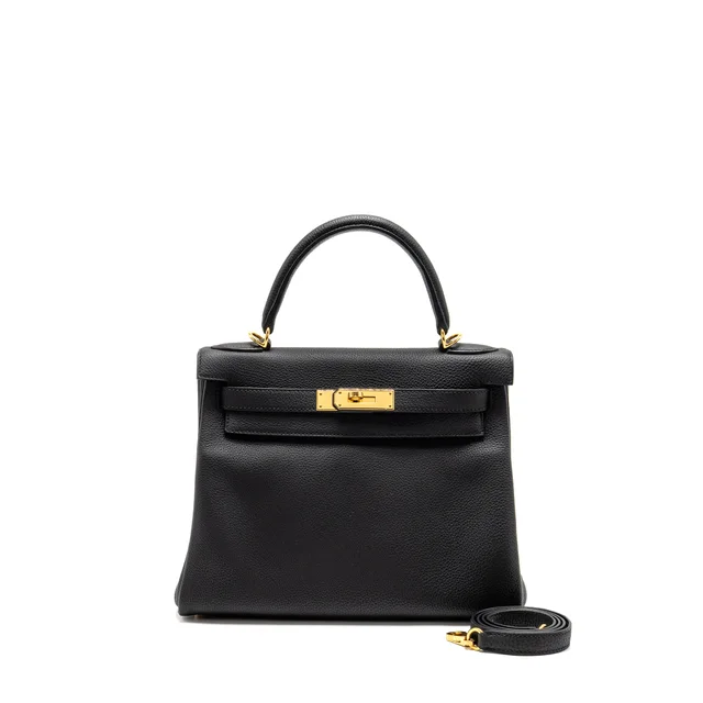 Hermès Kelly 28 Togo Black GHW Stamp Z in Black Togo leather from EMIER