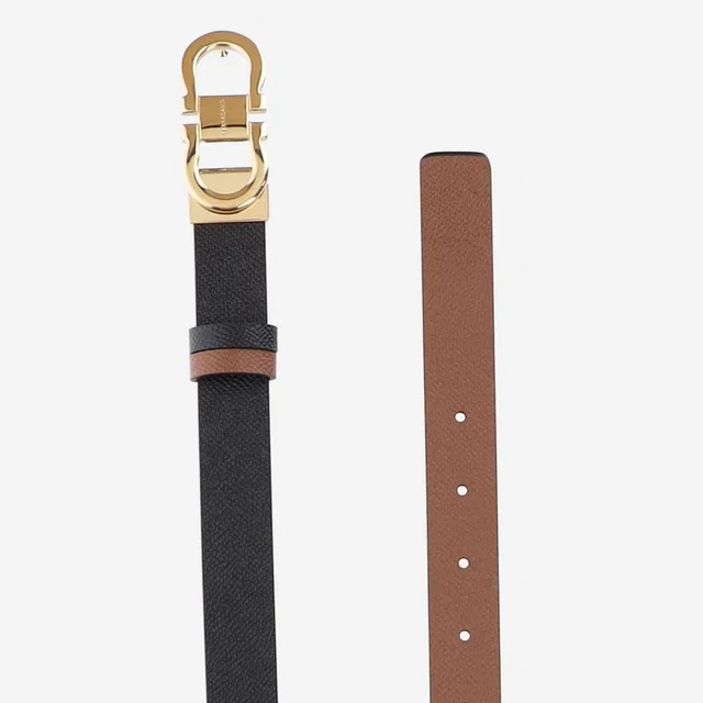 Ferragamo Leather Color-Block Belt — Black in Black Leather from HEWI