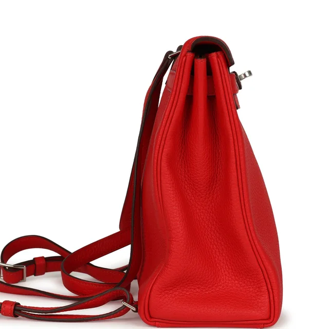 Hermès Kelly Ado II Backpack Rouge De Coeur Clemence Palladium Hardware in Red Clemence leather from Madison Avenue Couture, photo 2 of 2