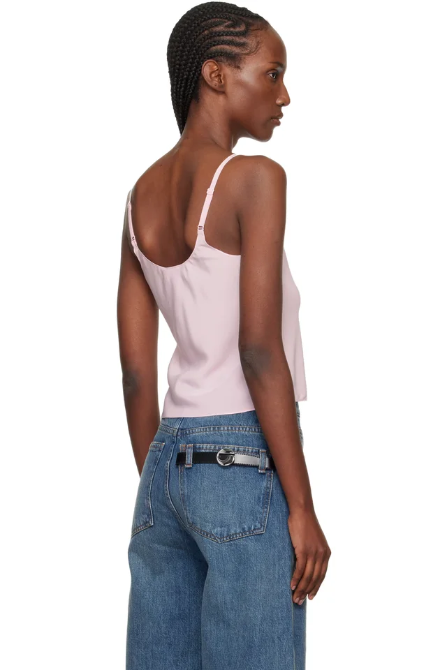Courrèges Pink Lingerie Silk Top, photo 3 of 4 from SSENSE