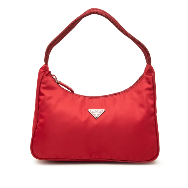 Red Prada Mini Tessuto Re Edition 2000 Shoulder Bag in Red Nylon from Designer Revival
