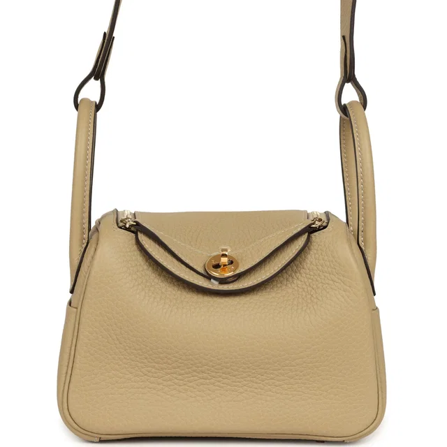 Hermès Mini Lindy II Trench Clemence Gold Hardware in Clemence leather from Madison Avenue Couture