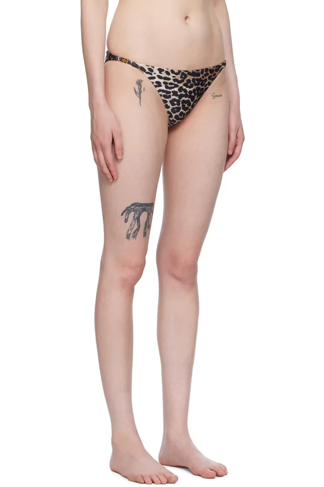 GANNI Brown Emblem Bikini Bottoms, photo 2 of 3 from SSENSE