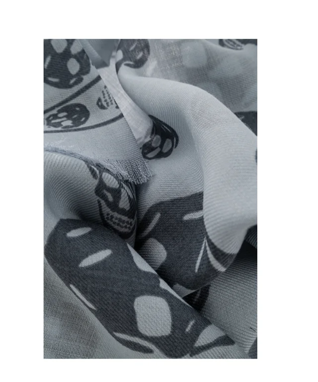 Alexander McQueen Skull Printed Fringed Edge Scarf, photo 3 of 3 from SENSER