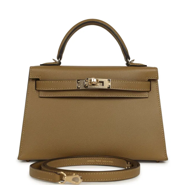 Hermès Kelly Sellier 20 Dune Madame Permabrass Hardware in Lambskin from Madison Avenue Couture