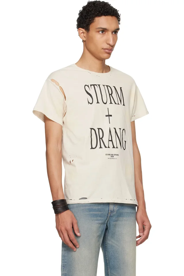 HYACYN Off-White EET Stains Distressed ‘Sturm und Drang’ T-shirt, photo 2 of 4 from SSENSE
