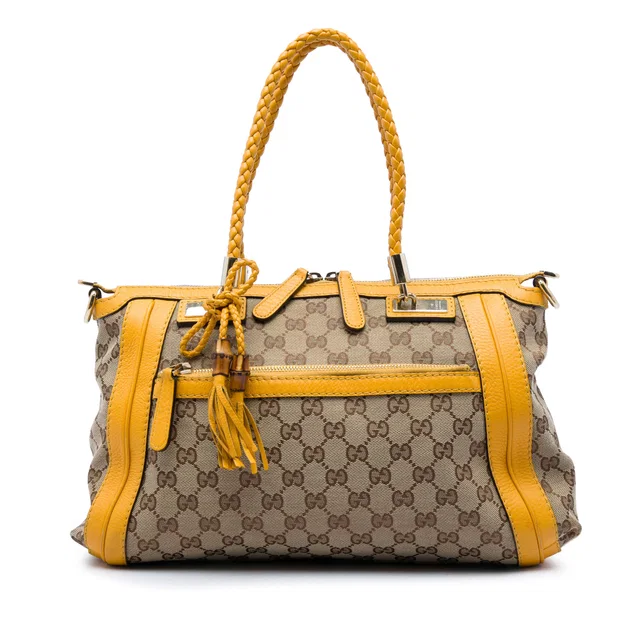 Beige Gucci GG Canvas Bella Satchel in Beige Canvas from Designer Revival