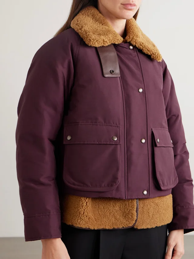 LOEWE Shearling-lined padded cotton-blend jacket in burgundy 60% Cotton 40% Polyamide, photo 3 of 7 from NET-A-PORTER (Canada)