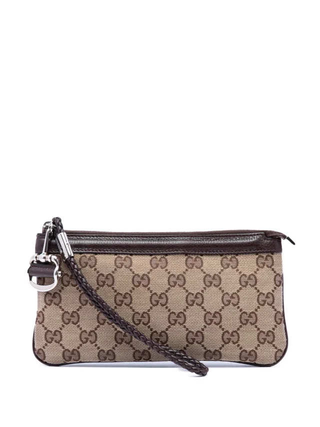 Gucci Pre-Owned 2000-2015 GG Canvas Horsebit Wristlet Pochette Clutch Bag | Neutrals | FARFETCH in Canvas from Farfetch