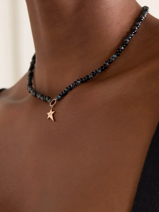 DIANE KORDAS 14-karat rose gold, bead and diamond necklace in Metallic, photo 2 of 2 from NET-A-PORTER (Canada)