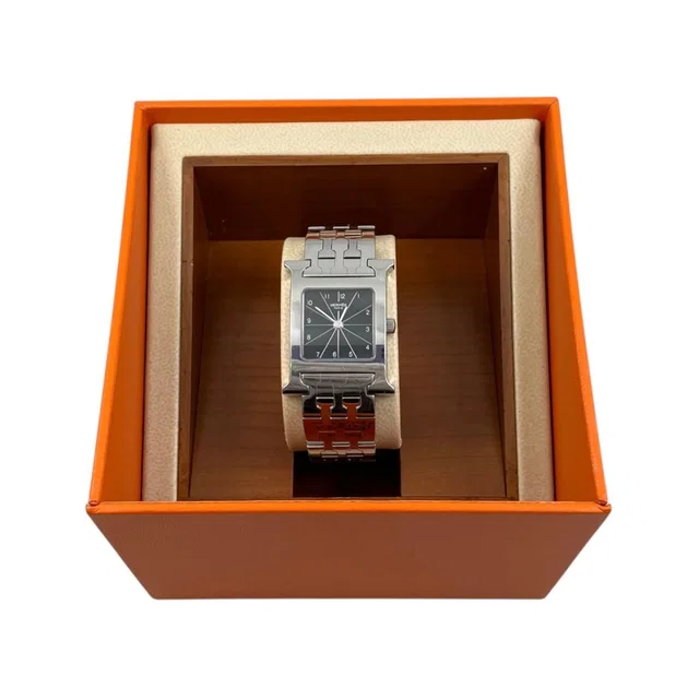 Hermès Watch Quartz Silver Black in Black from The Reluxe