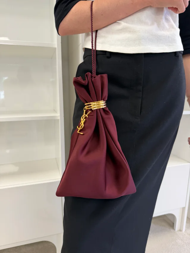Saint Laurent Satin Evening Clutch Bag with Gold-Tone Hardware in Satin from Luxury Promise, photo 2 of 4