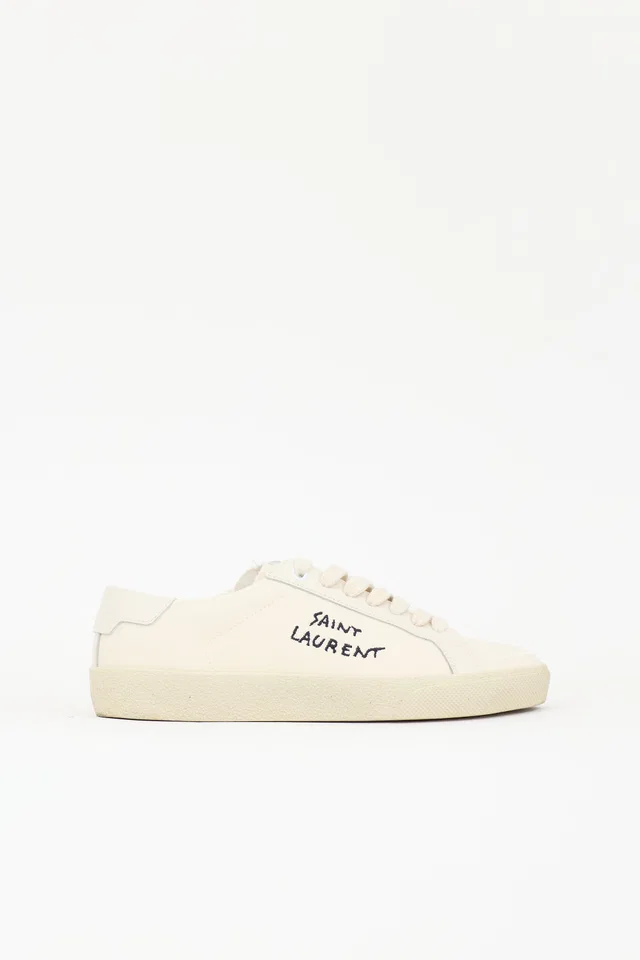 Saint Laurent Distressed Court Classic Sneaker in Canvas from VSP Consignment