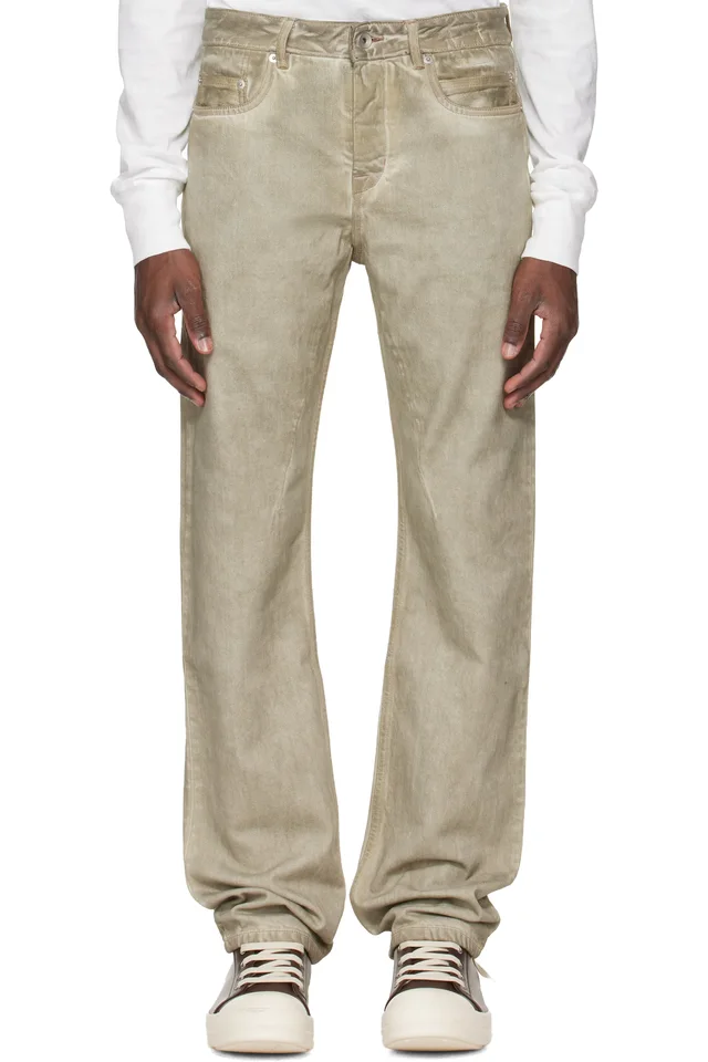 Rick Owens DRKSHDW Beige Temple Fog Cut Jeans, image 1 of 1 from SSENSE