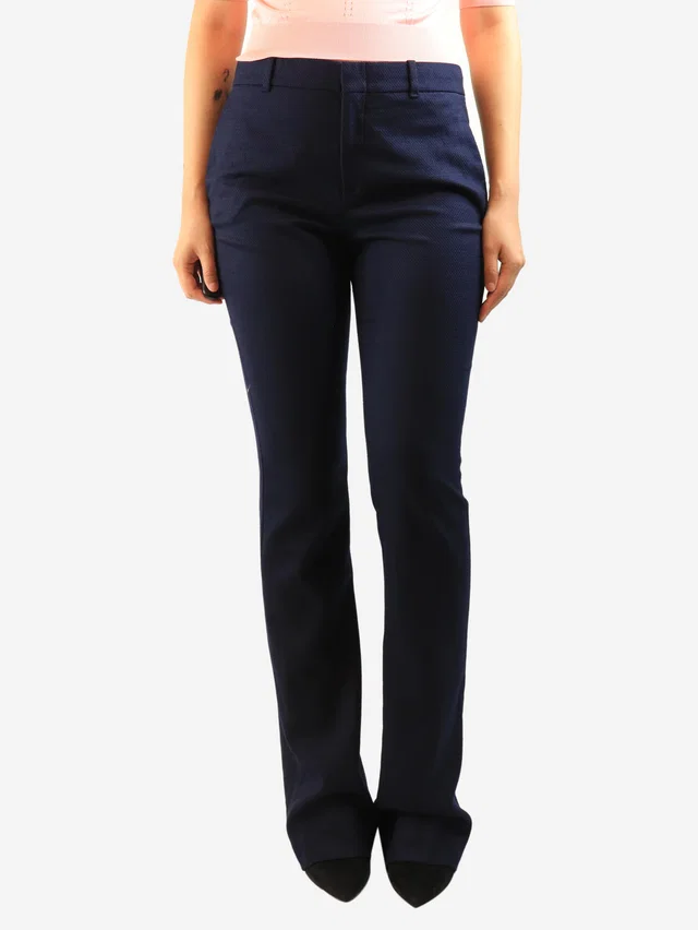 Gucci Navy wool textured trousers - size UK 12 in Navy Wool from Sign of the Times