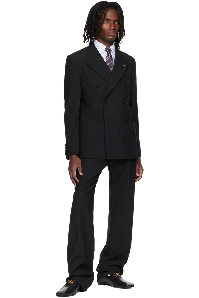 Valentino Black Double-Breasted Wool Blazer, photo 4 of 4 from SSENSE