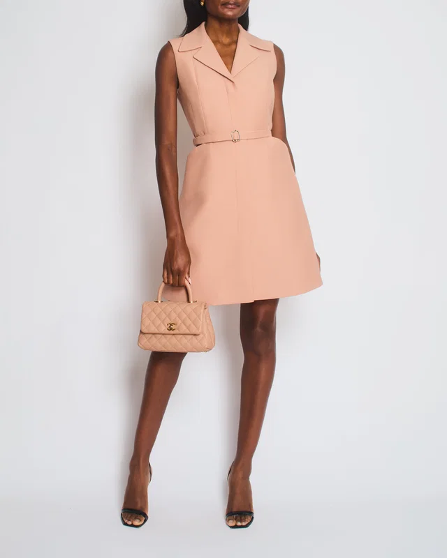 Dior Dusty Pink Sleeveless Double-Breasted Jacket Dress Size FR 36 (UK 8) in Pink Silk from Sellier
