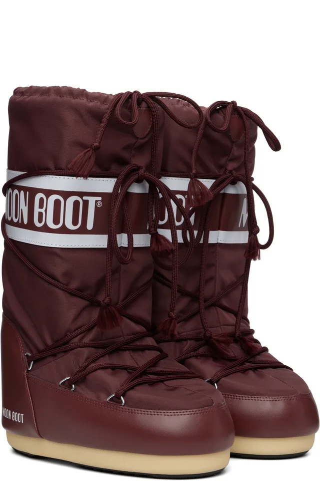 Moon Boot Burgundy Icon Nylon Boots, photo 4 of 5 from SSENSE