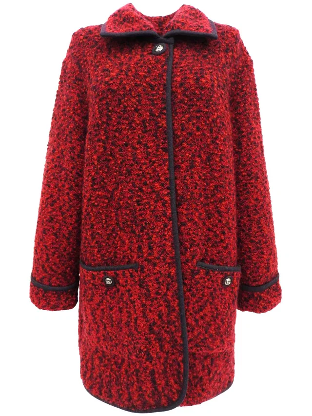 Dior Logo Button Mixed Knit Jacket #M Red in Red Nylon from VINTAGE QOO TOKYO